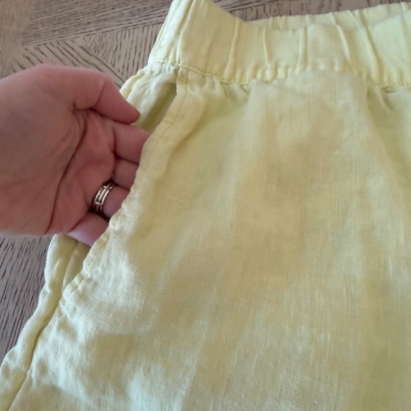 Pure Jill J. Jill Garment Dyed Linen Cropped Pants Yellow Small Elastic Waist - Picture 7 of 10